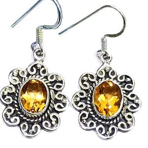 Faceted Citrine Sterling Silver Earrings